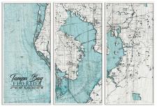 Custom 3 Panel NOAA Blue Map Framed Wall Sign