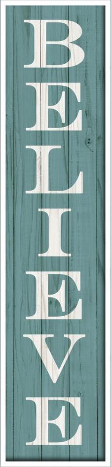 Believe Blue Vertical Framed Wall Sign