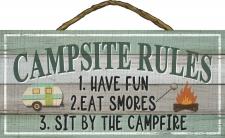 Campsite Rules Rope Hanger Sign