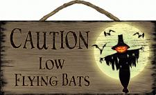 caution low flying bats Rope Hanger Sign