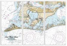 3 panel Noaa Chart Framed Wall Sign